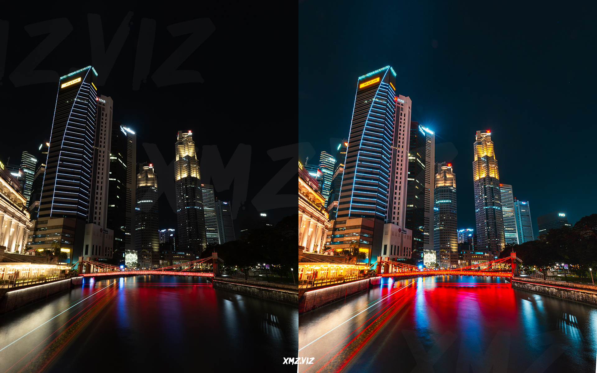 before and after photo of Downtown Core in Singapore